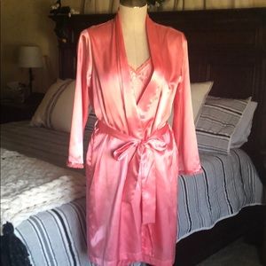 Peach satin robe
